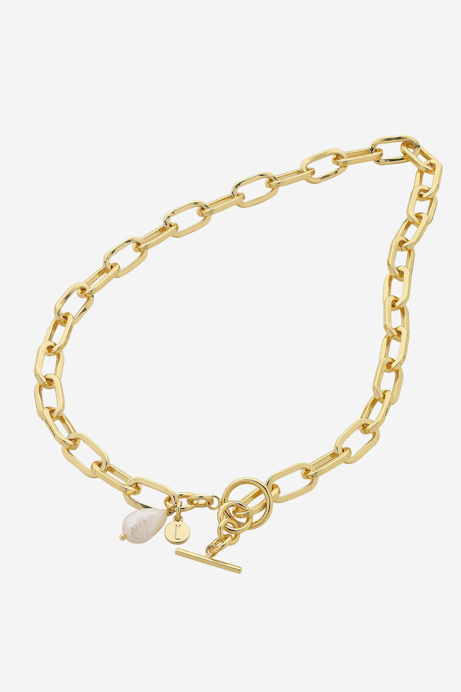 Darcy Gold Pearl Necklace