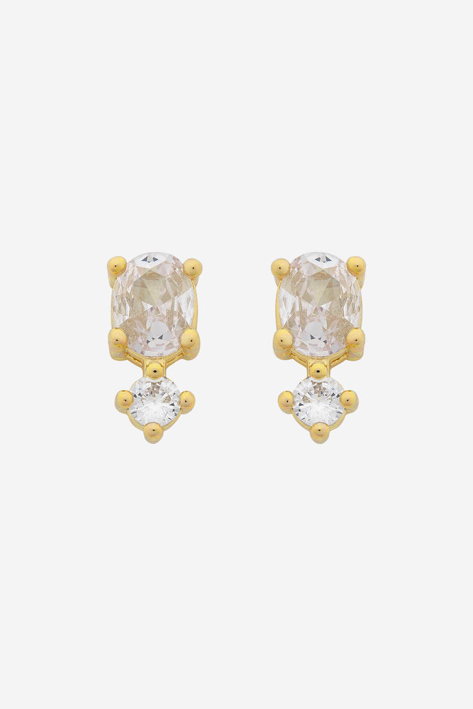 Nico Gold Clear CZ Stud