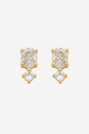 Nico Gold Clear CZ Stud