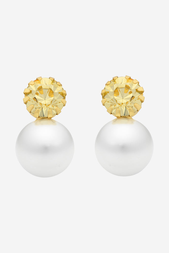 Vera Lemon CZ Pearl Earring