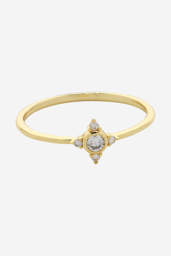 Lauren Soft Gold Clear Ring